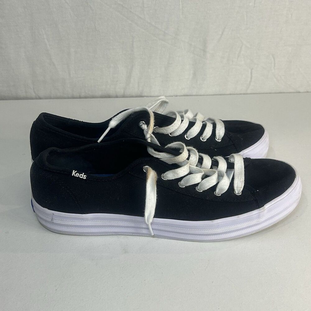 Keds Triple Kick Platform Lace Up Sneakers Size 10 Black Womens Canvas Shoes